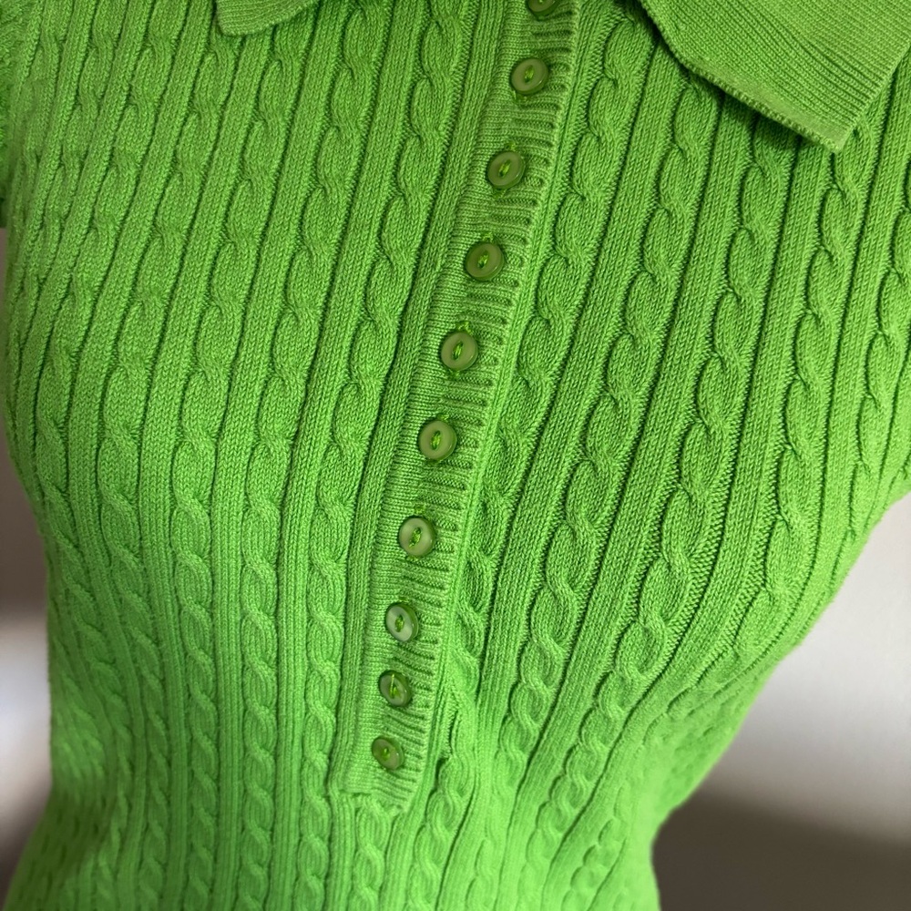 Key Lime Green Collared Sweater Shirt - Picture 3 of 7